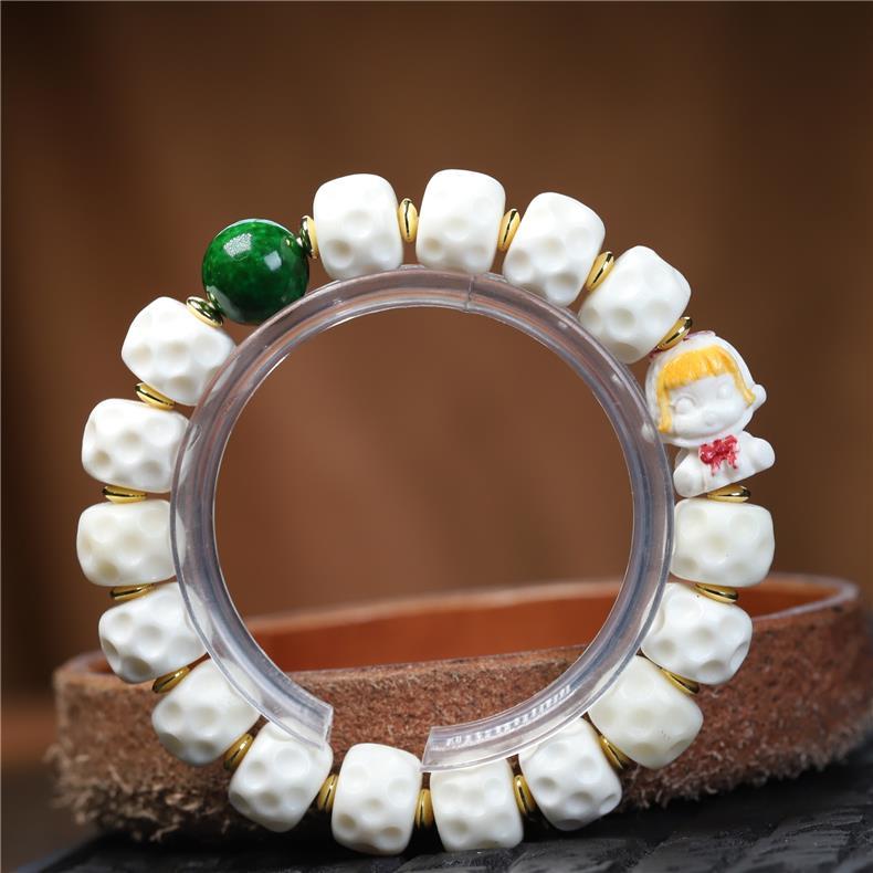 Natural Deer Antler Beaded Bracelet – Handmade DIY Netsuke Design for Creative Jewelry Lovers - Buddhabelief