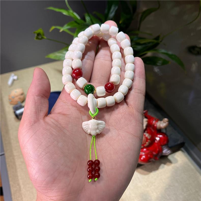 Natural Deer Antler Beaded Bracelet – Handmade DIY Netsuke Design for Creative Jewelry Lovers - Buddhabelief