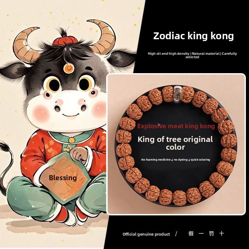 Ox Zodiac King Rudraksha Bracelet – 24 Beads for Strength & Stability - view 1