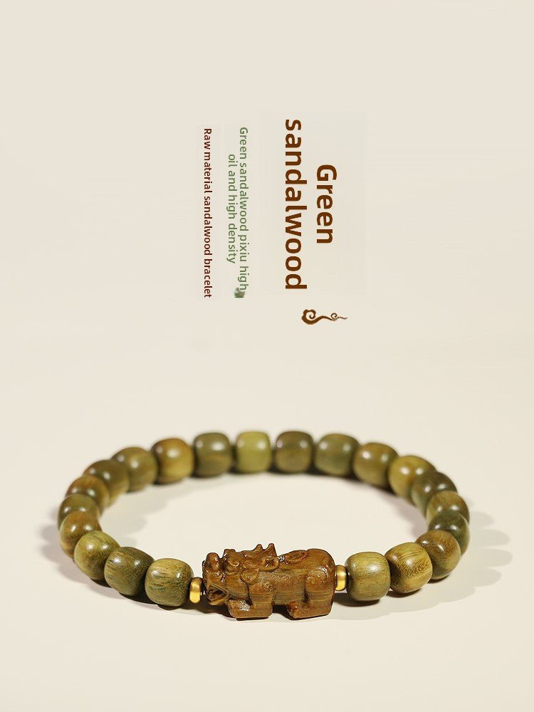 Pixiu Bracelet in Green Sandalwood – Spiritual Protection Jewelry - view 2