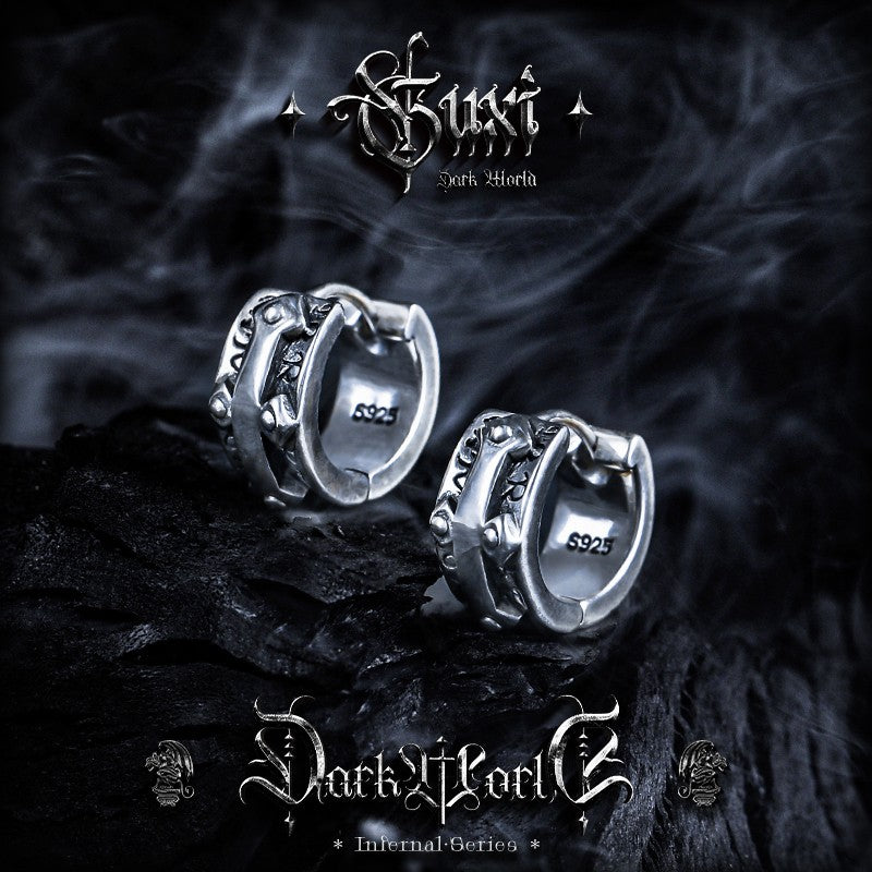 Apocalyptic Seal Silver Punk Cross Stud — view 1