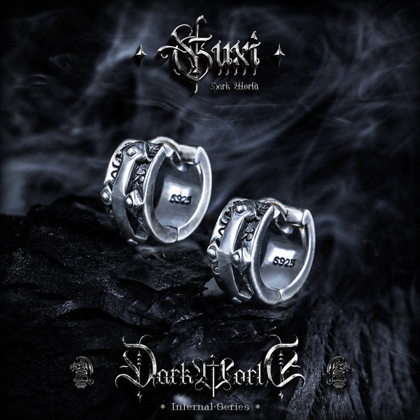 Apocalyptic Seal Silver Punk Cross Stud