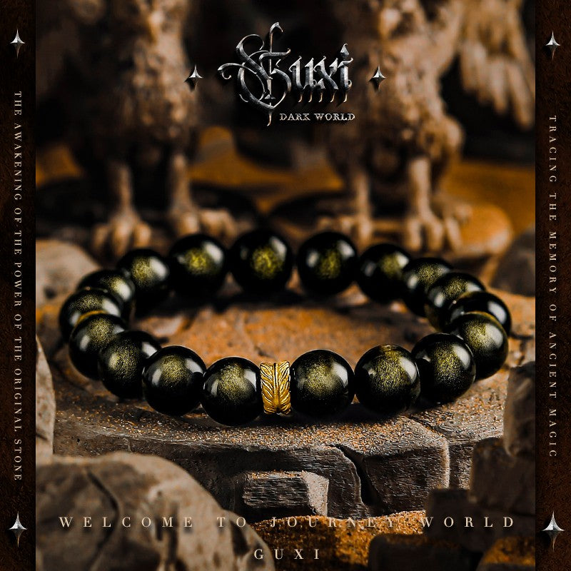 Men's Sacred Feather 925 Silver Beaded Bracelet — view 1