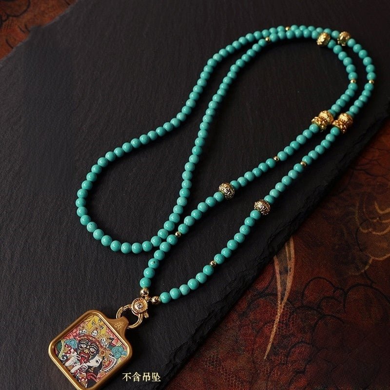 Magnesite Bead Pendant Chain – Buddhist Thangka & Amulet Hanging Rope - view 1