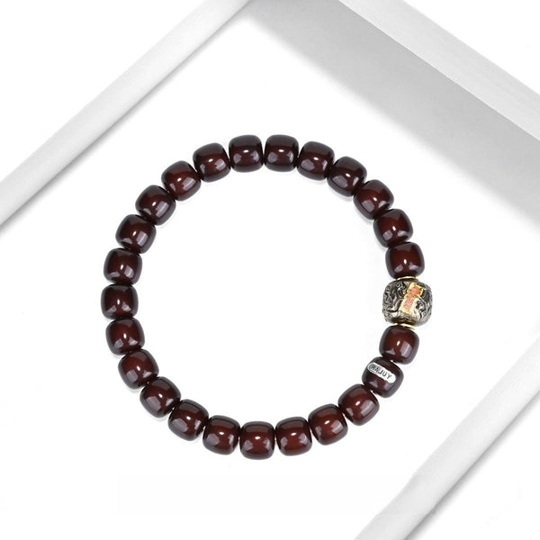 Crimson Emperor Flow Beads Mala | Black-Red Bodhi Root Bracelet