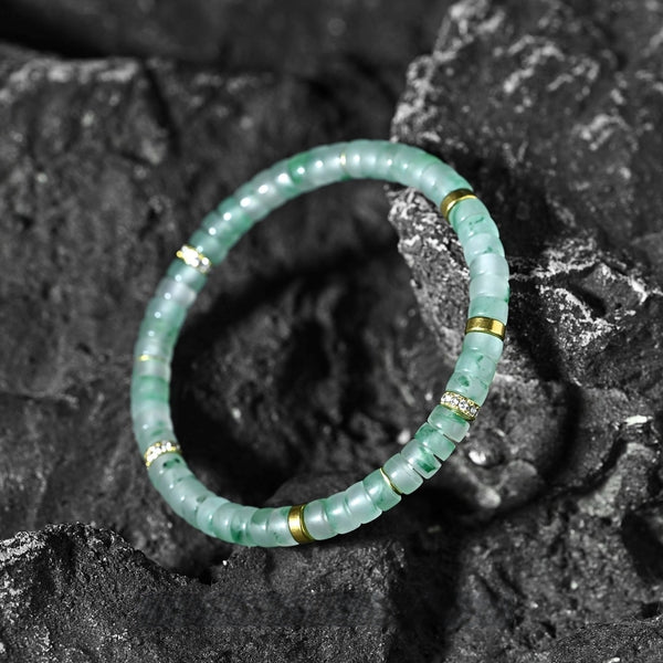 Jadeite Whisper Floating Flower Bracelet | 6mm Designer Mala