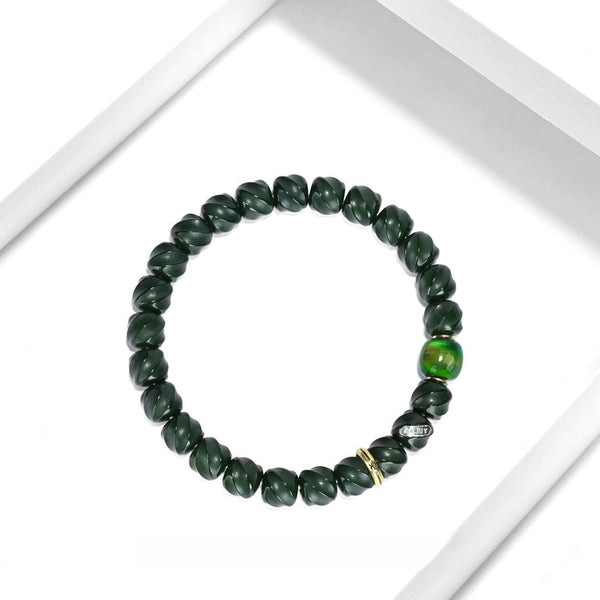 Green Qi Wheel Bodhi Bracelet | Wood Elixir Energy Beads