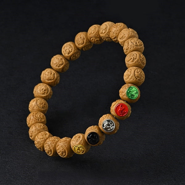 Four Symbols Taoist Bracelet – 10mm Monkey Beads & Celestial Beasts
