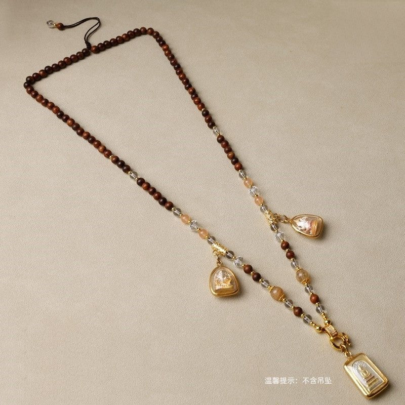 Handmade Thangka Cord – Adjustable Wooden Beads with Quick Release - view 2