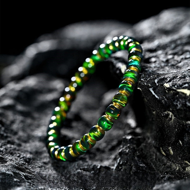 Crystal World Guardian Armor Series "Golden Shield, Blue Tide" Original Designer Bracelet - Wizard of Oz Themed Illusionary Green and Gold Crystal Bracelet - Buddhabelief