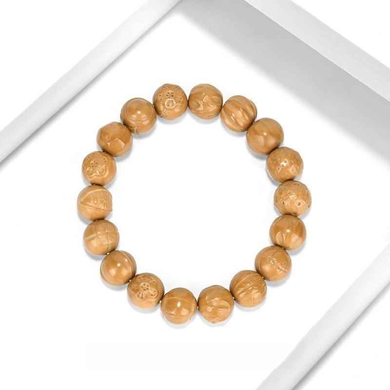 Multi-Treasure Monkey Head Nut Bracelet - 12-14mm Single Loop Collector Mala - view 1