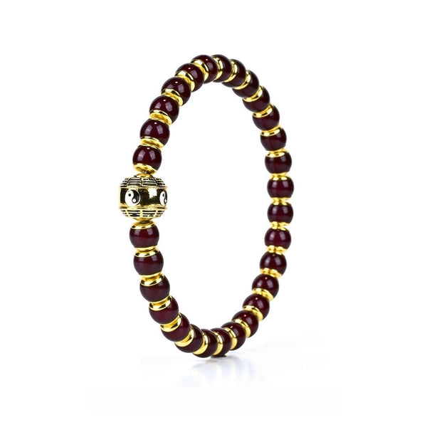 Purple Flame Alchemy Cauldron Mala | Hand-Inlaid Bodhi Root Bracelet