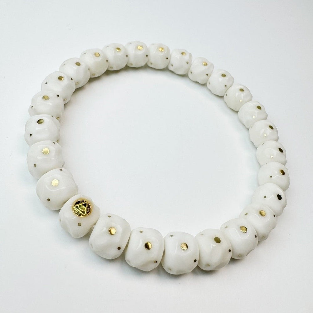 Handmade White Bodhi Gold Bracelet - view 4