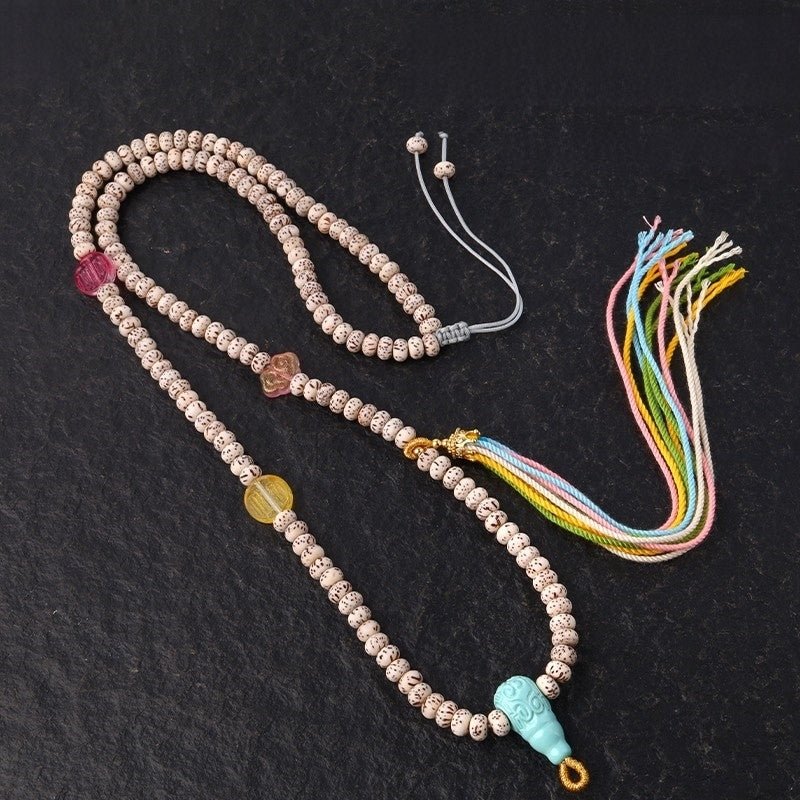 Thangka Rope Necklace - Star Moon Bodhi Tassel Accessory - view 1