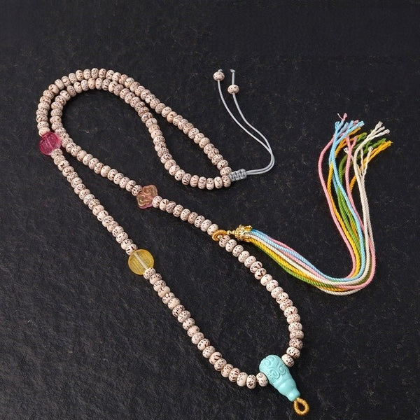 Thangka Rope Necklace - Star Moon Bodhi Tassel Accessory