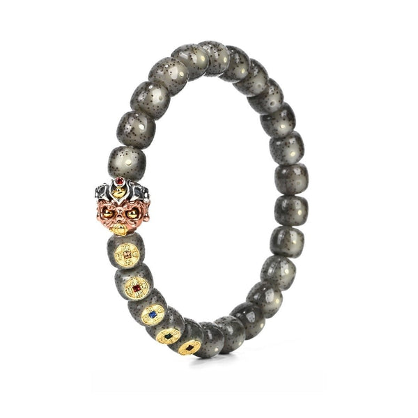 Guan Yu Crimson Star Bodhi Bracelet | Moon Star Ice-Inlay Beads