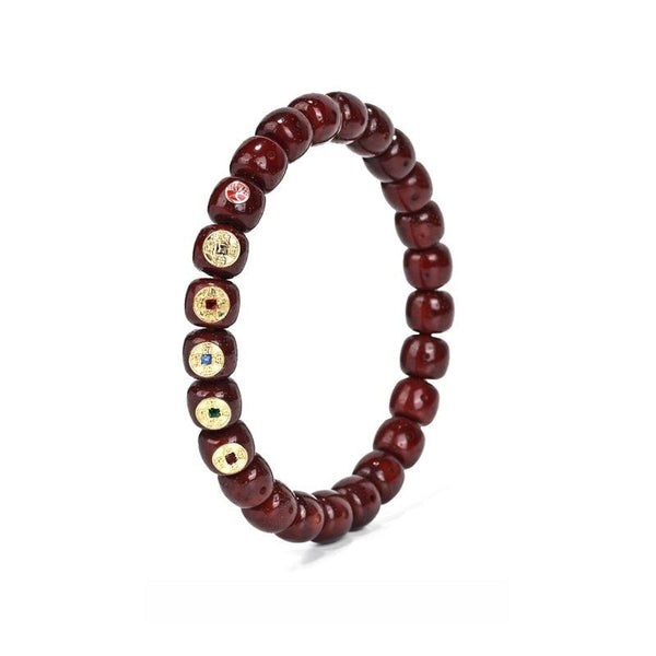 Five Emperors Auspicious Taoist Bracelet | 8mm Vermilion Bodhi