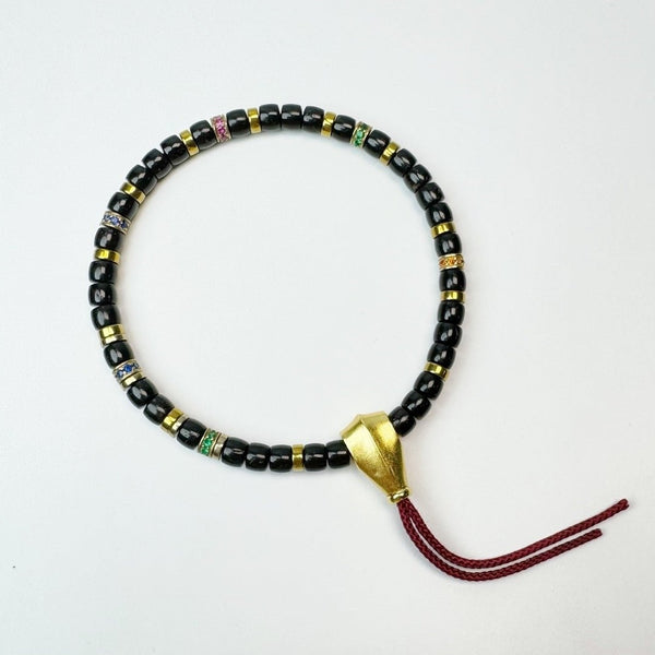 Black Gold Coconut Shell Mala – 5.4mm Handheld Prayer Beads
