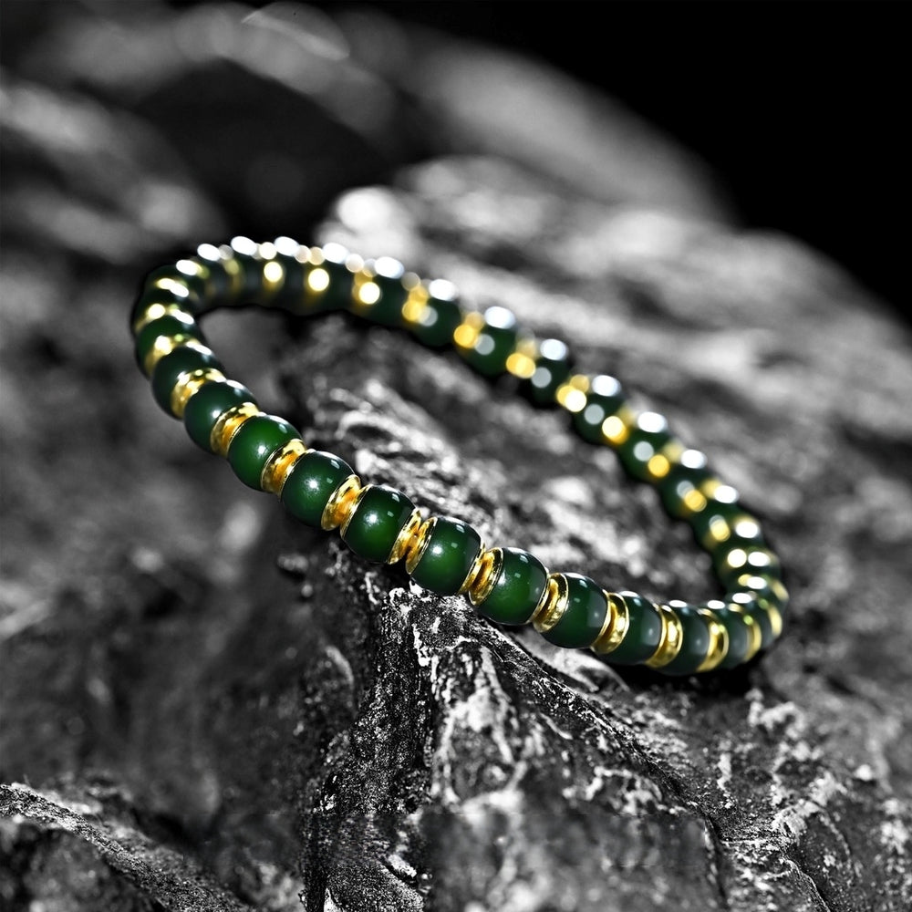 Golden Shield Celestial Pivot Mala | Ice-Dyed Bodhi Seed Bracelet - view 1