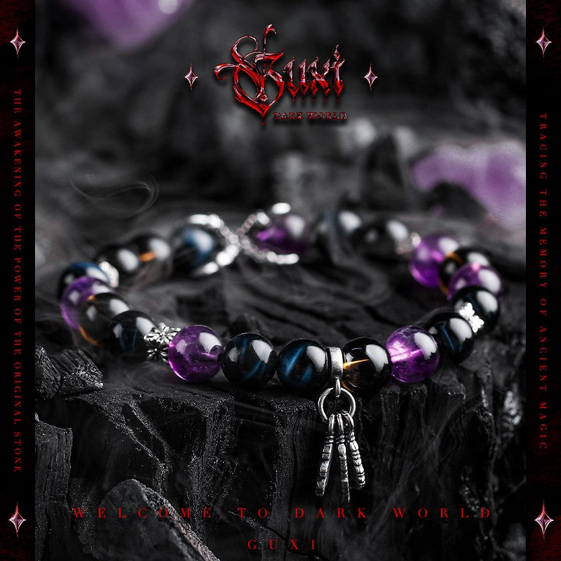 Spirit Wing 925 Silver Beaded Bracelet — front view (Buddhabelief sterling silver ring collection)