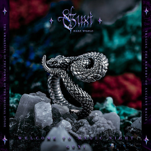 925 Silver Mythical Serpent Ring - Dark Retro Men's