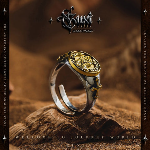 Dominion Cross Oxidized Silver Band Ring