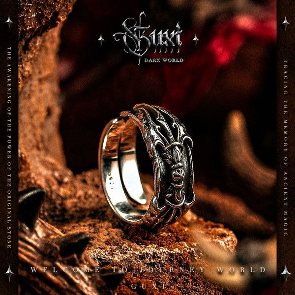 Epoch Six-Mantra Men's 925 Silver Gothic Ring