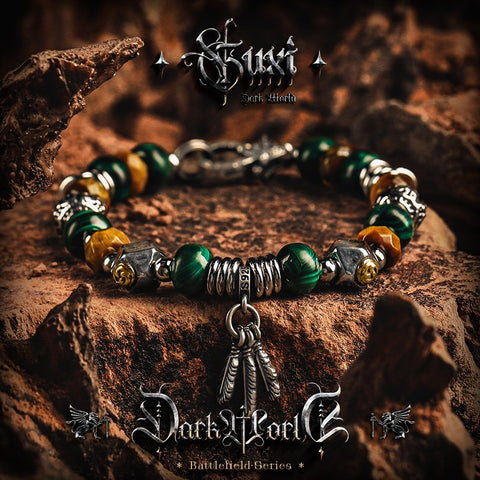 Feather Hunter 925 Silver Beaded Bracelet for Men - 925 Silver Bracelet for Men