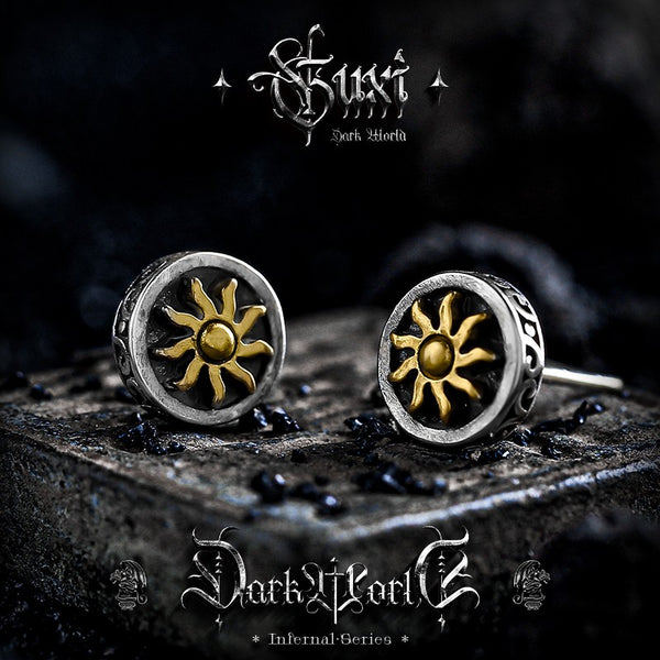 Vintage Sun 925 Silver Stud Earrings
