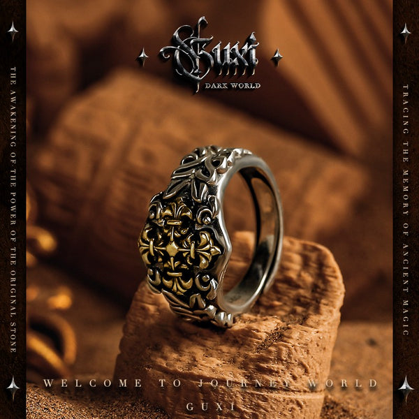 925 Silver Gothic Arabesque Cross Ring