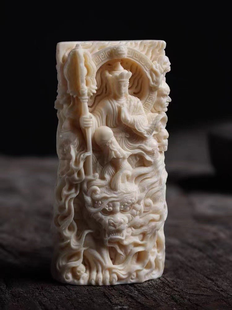 Tagua Nut Ksitigarbha Pendant – Hand-Carved Buddhist Art - view 1