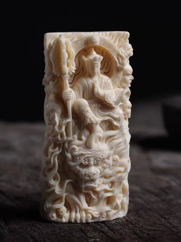 Tagua Nut Ksitigarbha Pendant – Hand-Carved Buddhist Art