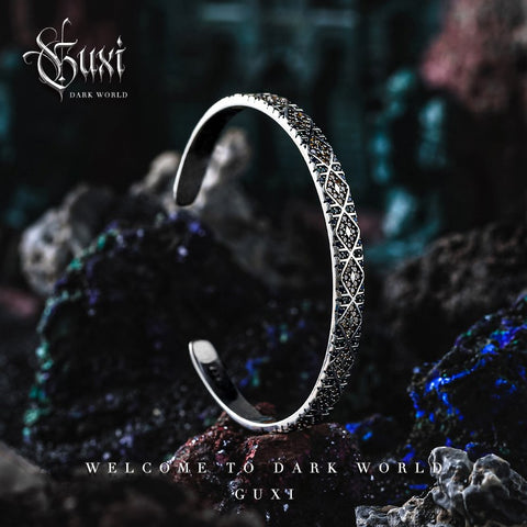 Labyrinth Vintage 925 Silver Cuff Bracelet for Men