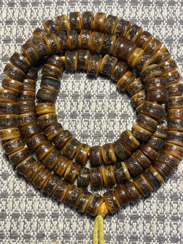 Traditional Ox Bone 108 Beads Mala | Monk-Blessed Necklace