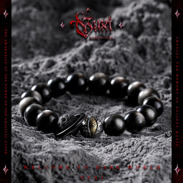 "Black Hole" 925 Silver Beaded Bracelet for Men