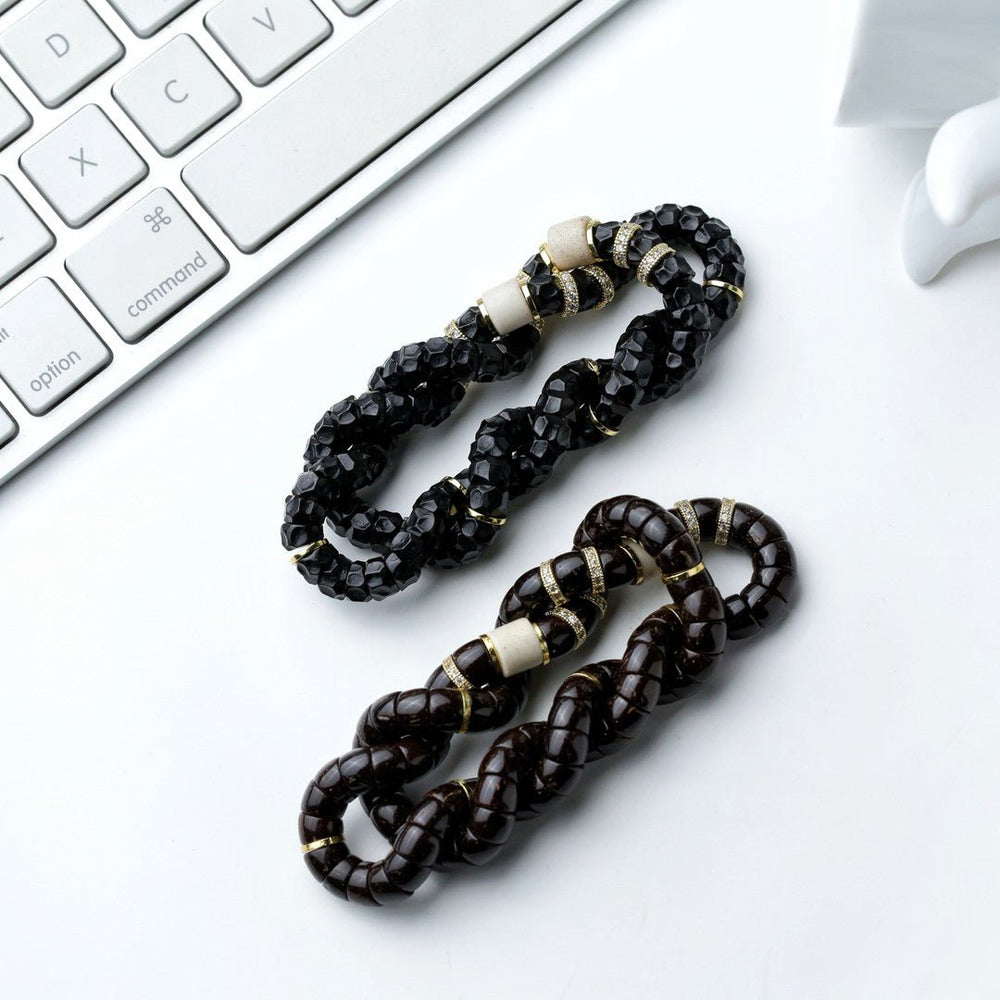 Black Gold Coconut Bead Bracelet – Hand-Polished Antique Finish - view 3
