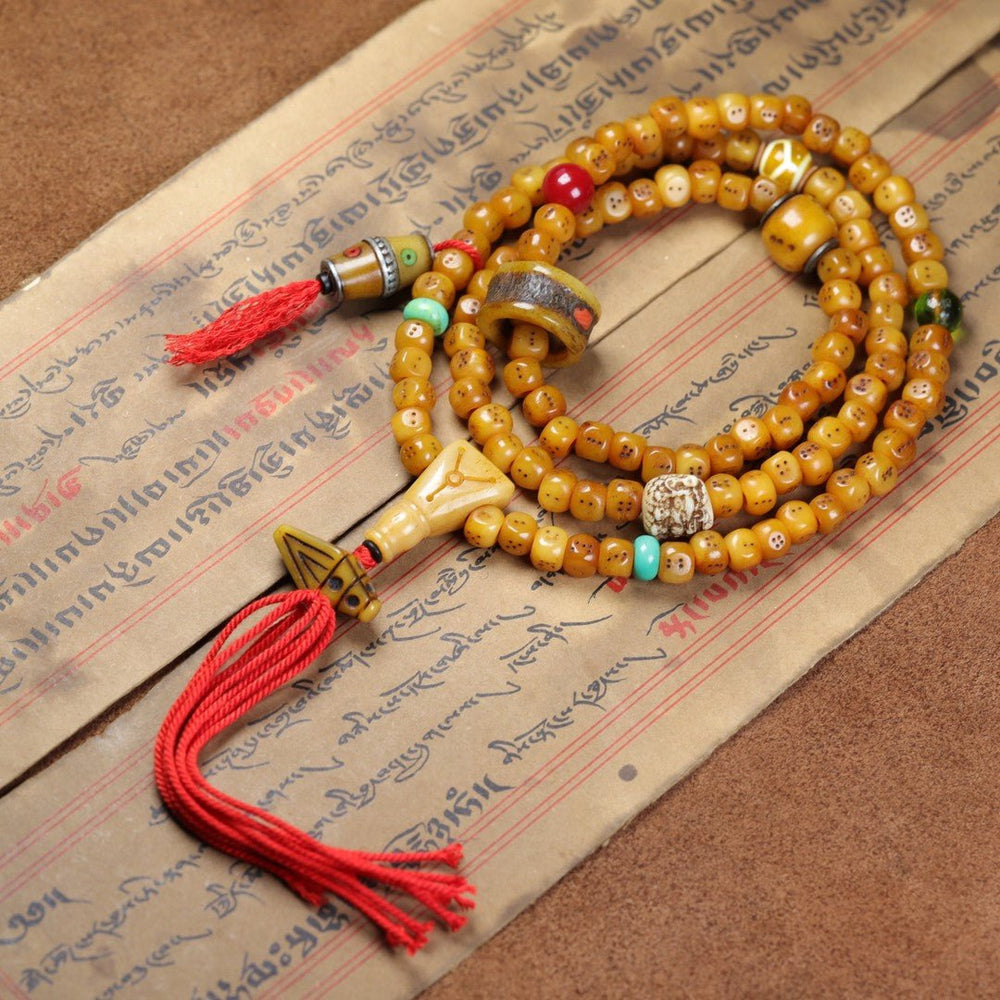 Tibetan Yak Bone 108 Mala | Dice Bead Prayer Rosary - view 1