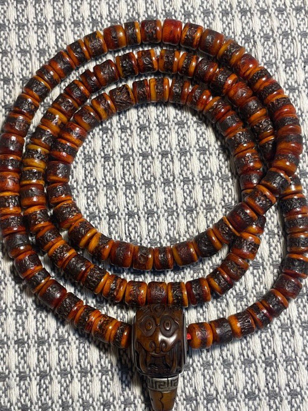 Tibetan Yak Bone 108 Mala | Vintage Handcrafted Beads