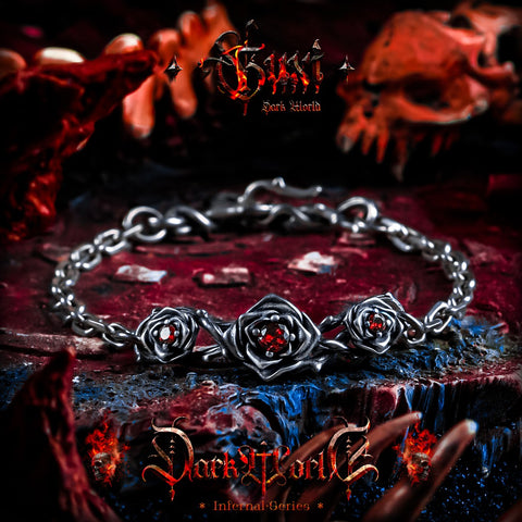 Thorned Rose 925 Silver Bracelet for Men