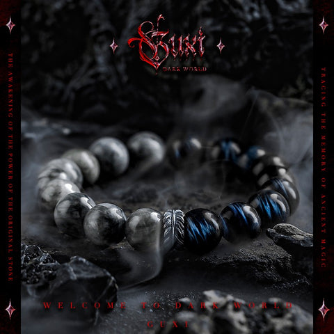 Vintage Wings 925 Silver Beaded Bracelet for Men