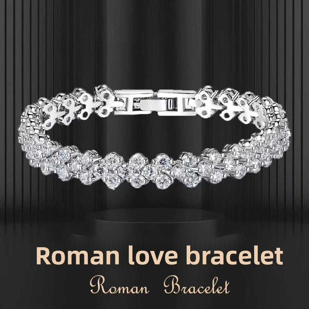 Roman Link Crystal Bracelet – Bold Sparkling Statement - view 1