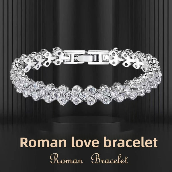 Roman Link Crystal Bracelet – Bold Sparkling Statement