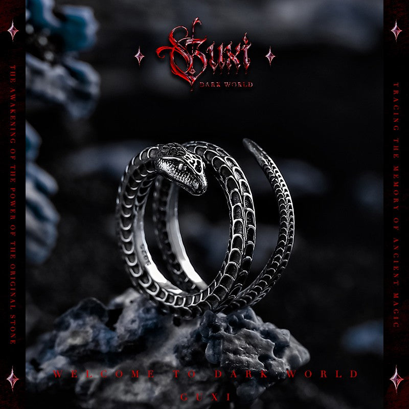 “Lost Path” Serpent Ring - 925 Silver Men's Open Design - 925 Silver Ring for Men