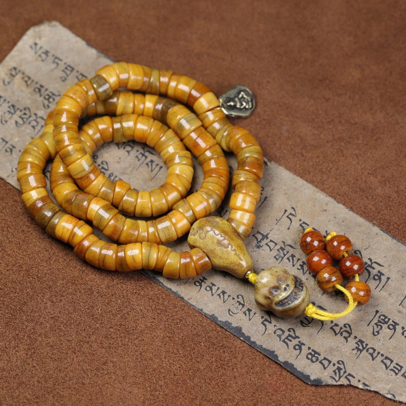 Tibetan Natural Yak Bone 108 Prayer Beads – Handcrafted Buddhist Mala for Meditation, Collection & Spiritual Blessing - Buddhabelief