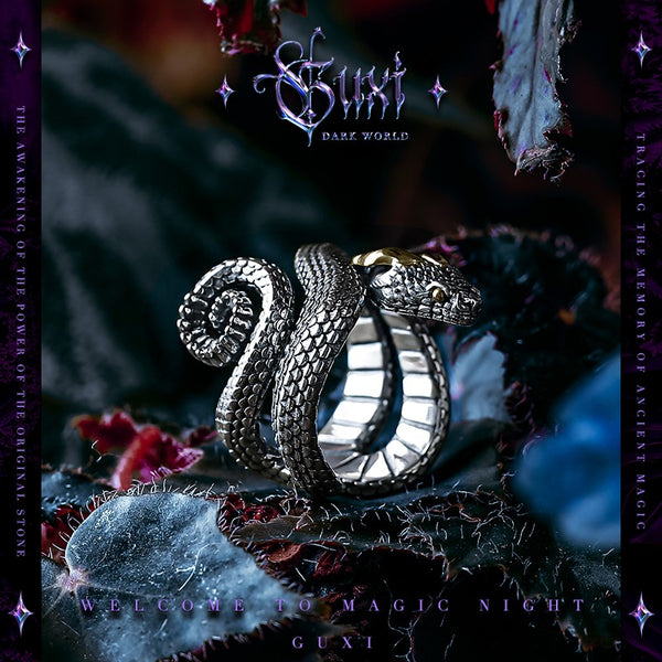 Spirit Serpent 925 Silver Ring - Dark Vintage Style