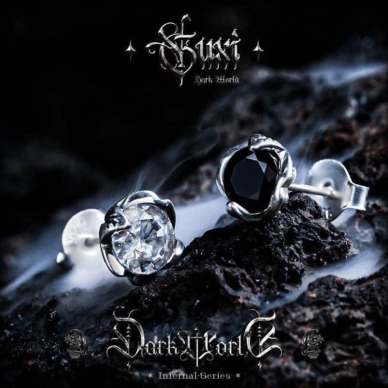 Aspiration Retro Zirconia Stud Earrings for Men - 925 Silver Ring for Men