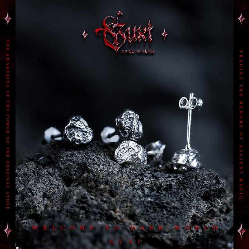 Day & Night Asymmetrical 925 Silver Stud Earrings — view 1