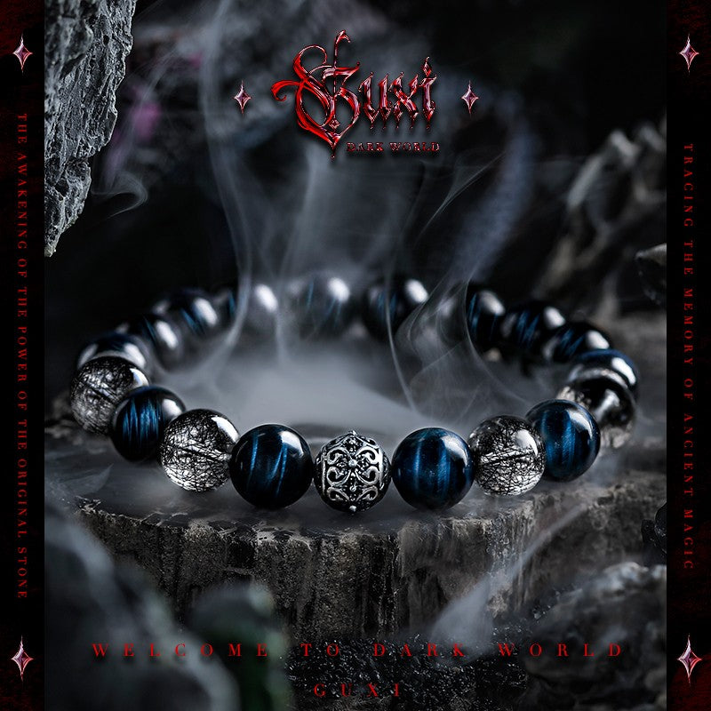 Otherworld Beaded Bracelet - Men's 925 Silver Design — front view | Buddhabelief