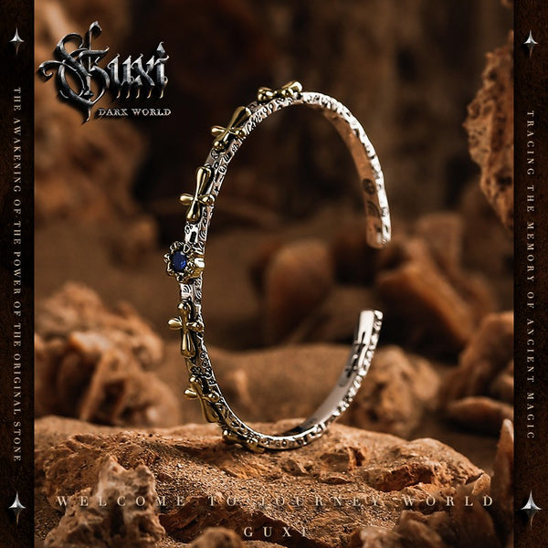 "Fantasy" Vintage Handmade 925 Silver Men's Bangle