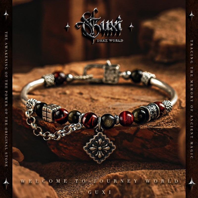 Emberlight Beaded Bracelet - Men's 925 Silver Unique - 925 Silver Bracelet for Men